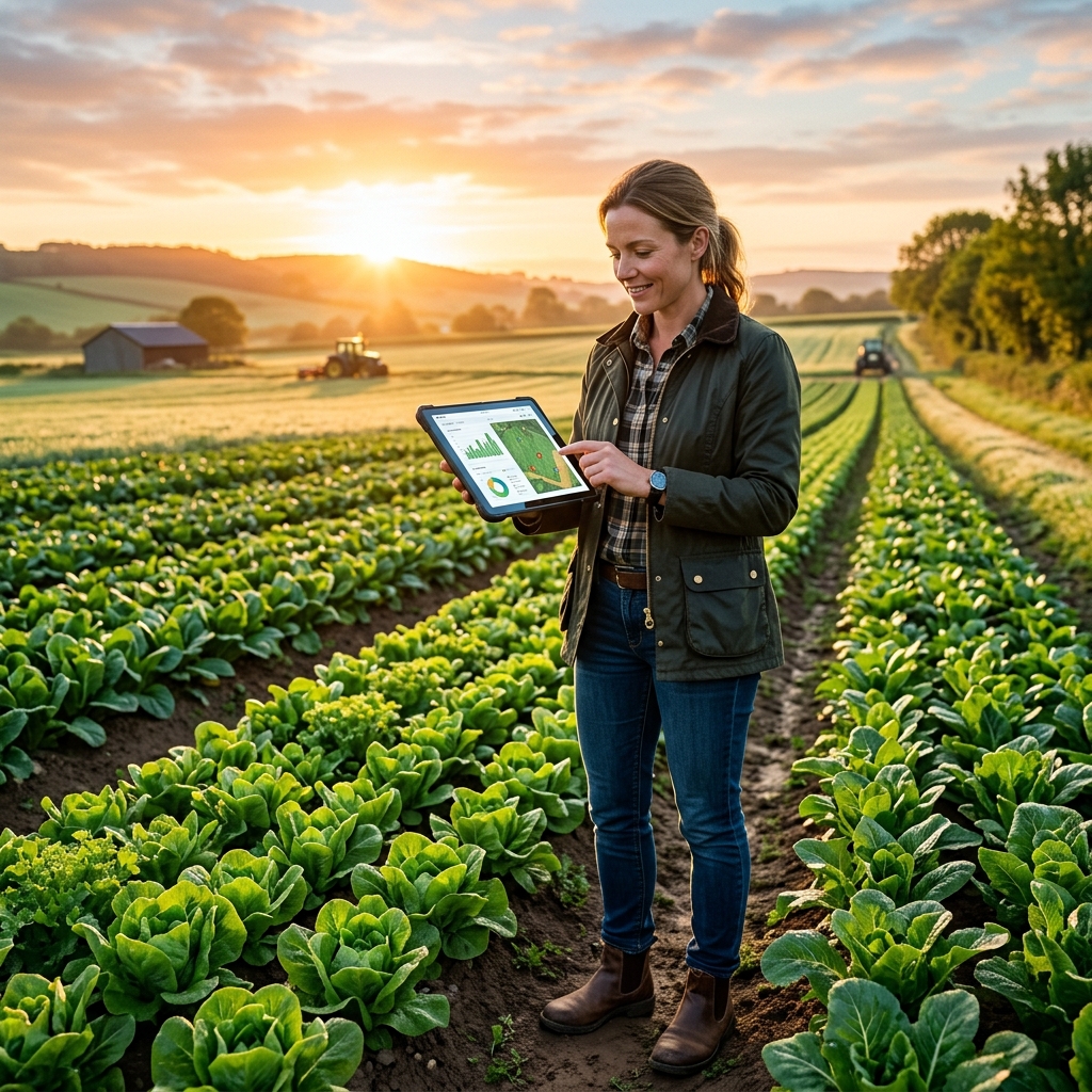 Modern farmer with smart tablet